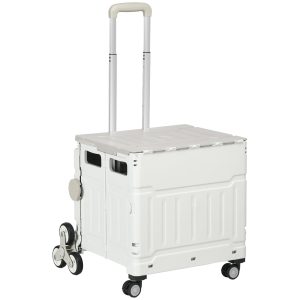 Indkøbsvogn / trolley, sammenklappelig, teleskophåndtag, belastningskapacitet op til 65 kg, hvid